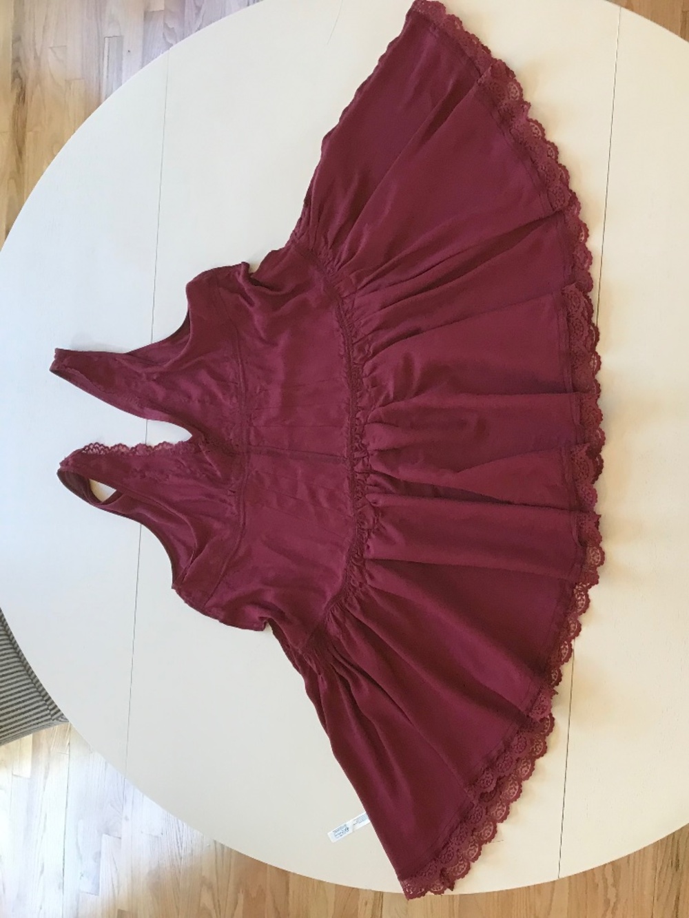 🆕 BOHO-CHIC ROMANTIC BURGUNDY MINI A-LINE SILKY LACE SLIP DRESS - Picture 10 of 15